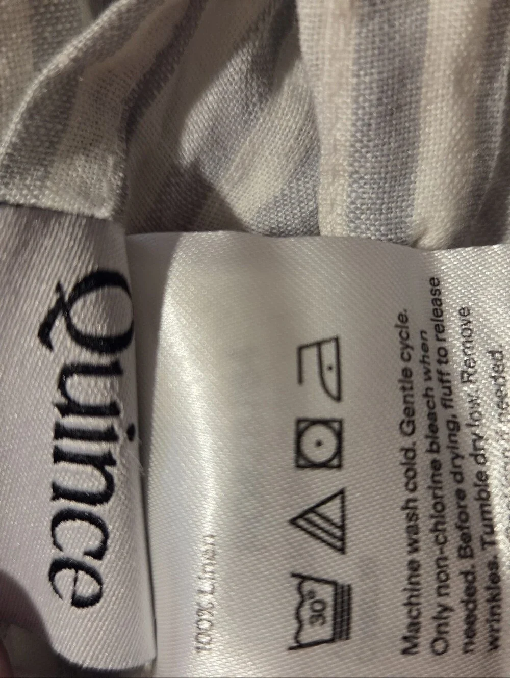 100% Linen Quince White and Light Gray 